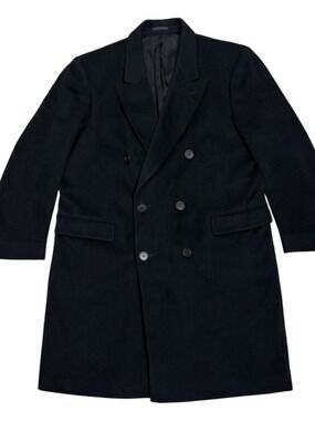 NINO CERRUTI Pea Coat RUE ROYALE Pure Wool Vintage 90s Designer Trench Mens XL